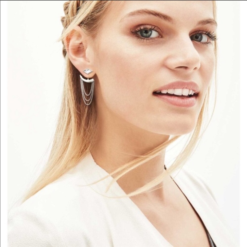 ✨Stella & Dot Silver Drape Ear Jackets